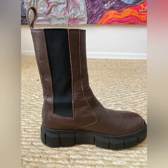 ALOHAS Armor Leather Combat Boot in Coffee Brown - Picture 12 of 14